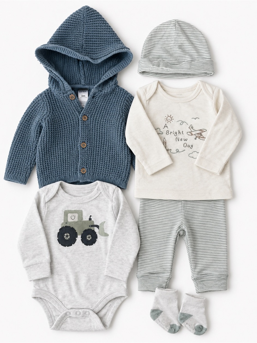 Baby Boy Clothing Bundle 0–3 Months Knit Sweater Cardigan, Shirt pant Hat Fall - Picture 8 of 12